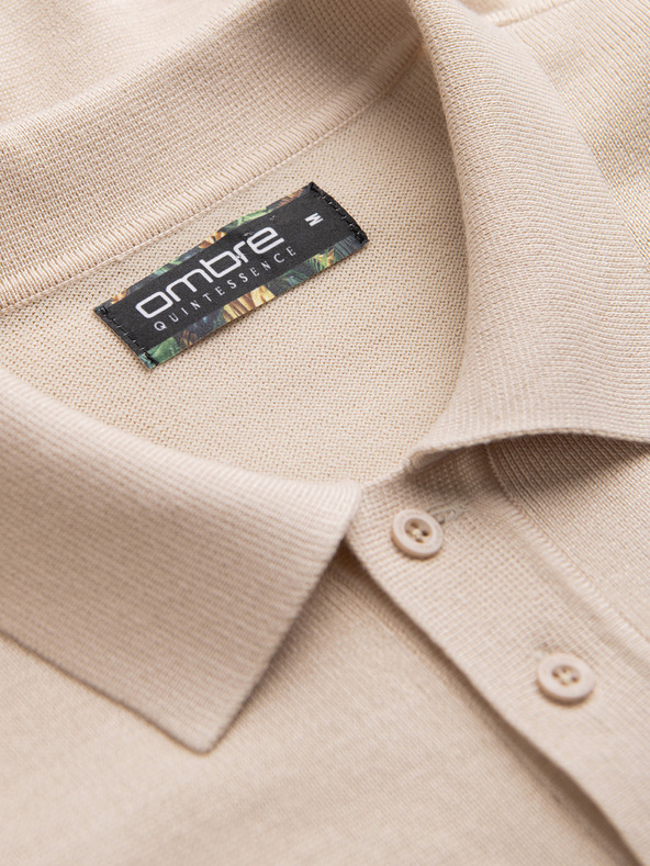 Ombre Clothing Bézs férfi póló póló Ombre ruházat