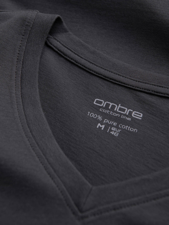 Ombre Clothing Sötétszürke férfi alap v-nyakú póló Ombre Clothing