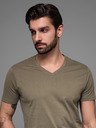 Ombre Clothing Khaki színű, férfi, v-nyakú alap póló Ombre Clothing