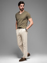 Ombre Clothing Khaki színű, férfi, v-nyakú alap póló Ombre Clothing