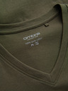 Ombre Clothing Khaki színű, férfi, v-nyakú alap póló Ombre Clothing