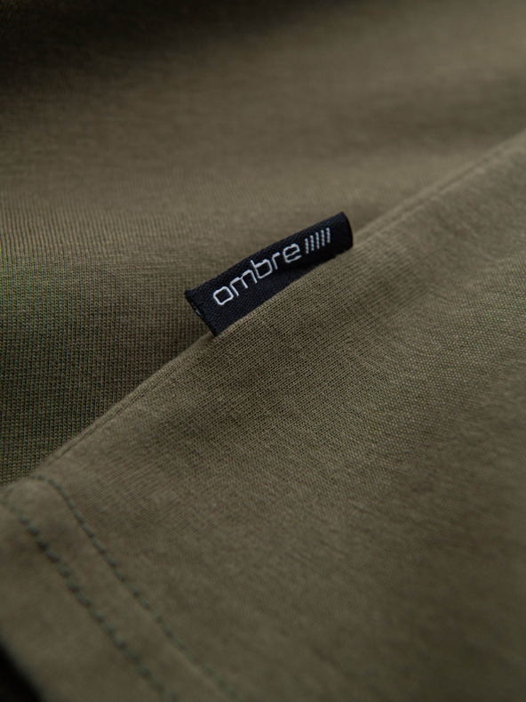 Ombre Clothing Khaki színű, férfi, v-nyakú alap póló Ombre Clothing