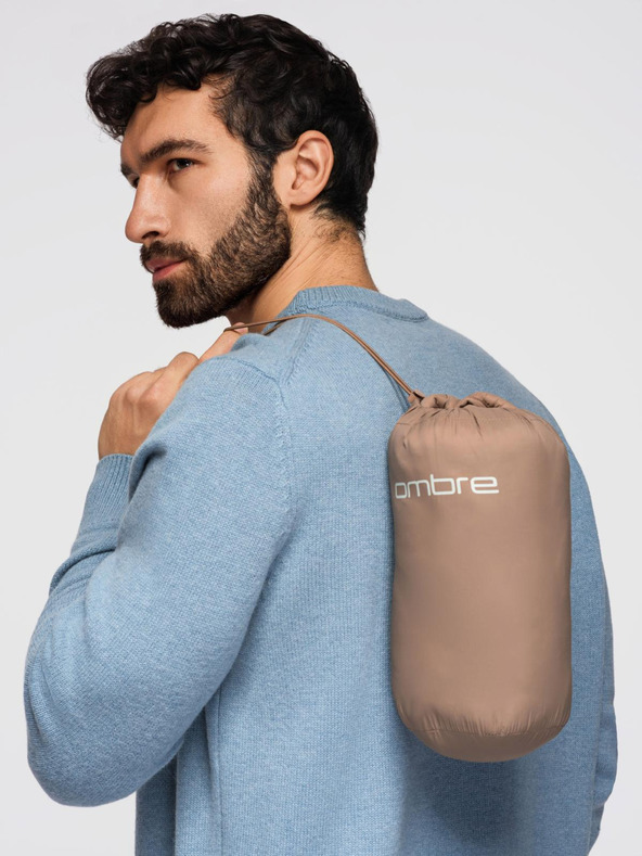 Ombre Clothing Bézs férfi könnyű steppelt kabát Ombre Clothing