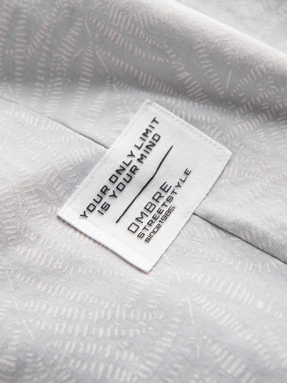 Ombre Clothing Világosszürke férfi mintás póló Ombre Ruházat