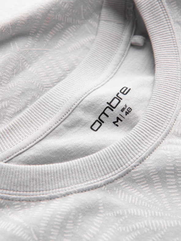 Ombre Clothing Világosszürke férfi mintás póló Ombre Ruházat