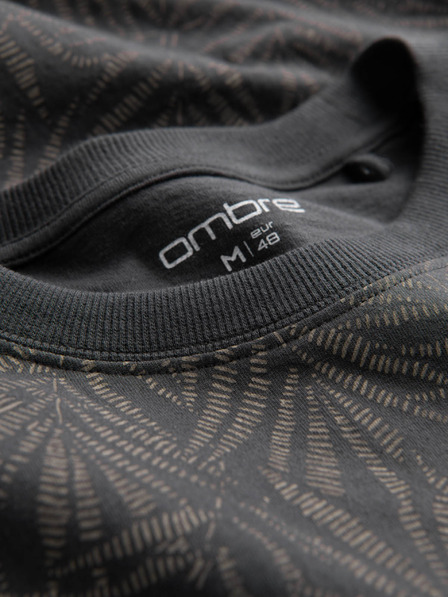 Ombre Clothing Sötétszürke férfi mintás póló Ombre ruházat