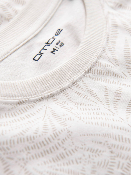 Ombre Clothing Krémszínű férfi mintás ing Ombre ruházat