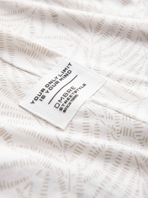 Ombre Clothing Krémszínű férfi mintás ing Ombre ruházat