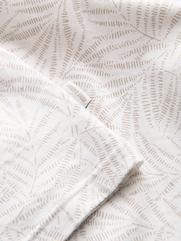 Ombre Clothing Krémszínű férfi mintás ing Ombre ruházat