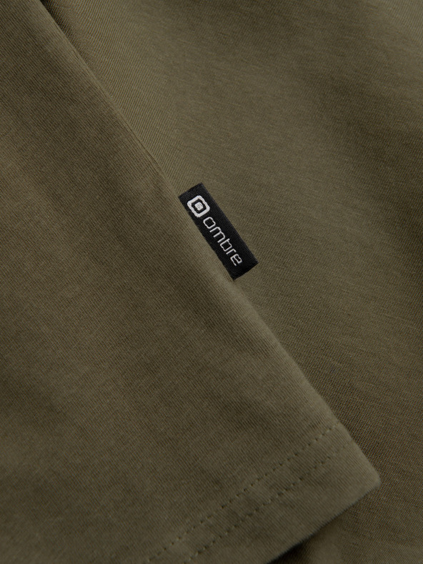 Ombre Clothing Khaki színű férfi alap póló Ombre Ruházat
