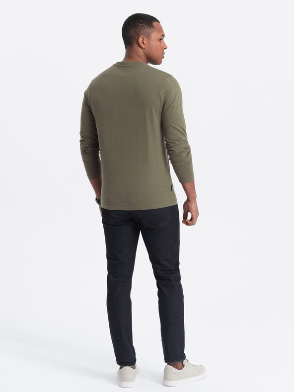 Ombre Clothing Khaki színű férfi alap póló Ombre Ruházat