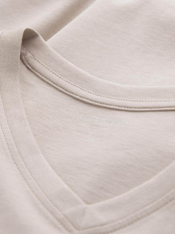 Ombre Clothing Bézs férfi alap póló Ombre ruházat