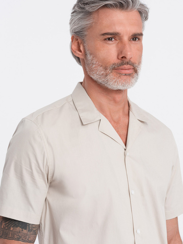 Ombre Clothing Cream férfi rövid ujjú póló Ombre ruházat