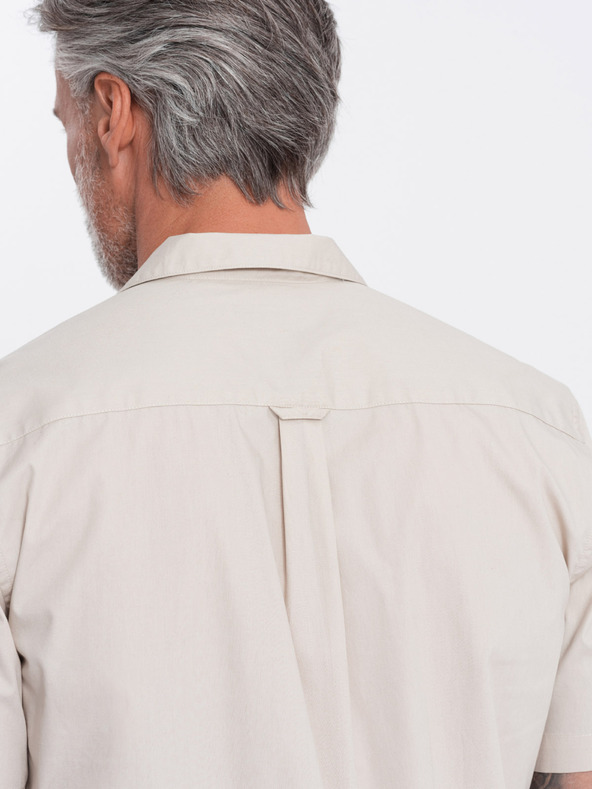 Ombre Clothing Cream férfi rövid ujjú póló Ombre ruházat