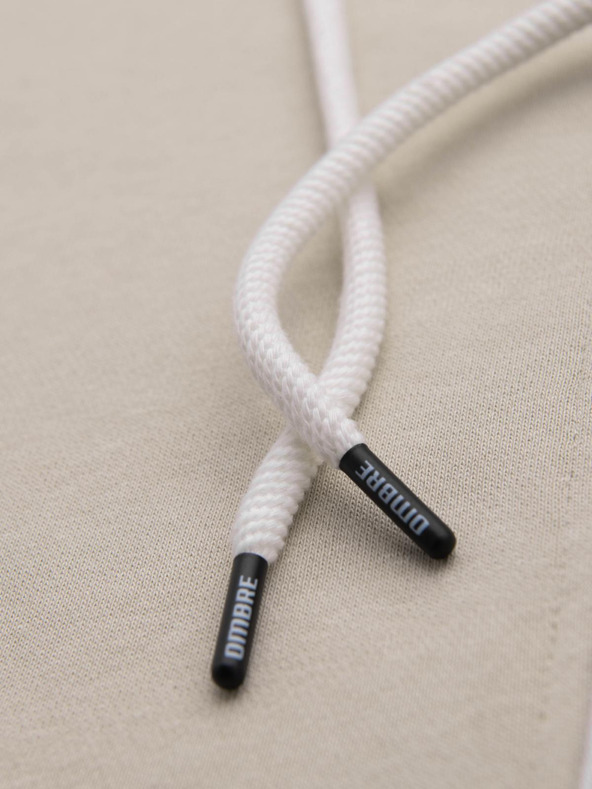 Ombre Clothing Bézs színű férfi Basic Zip kapucnis pulóver Ombre ruházat