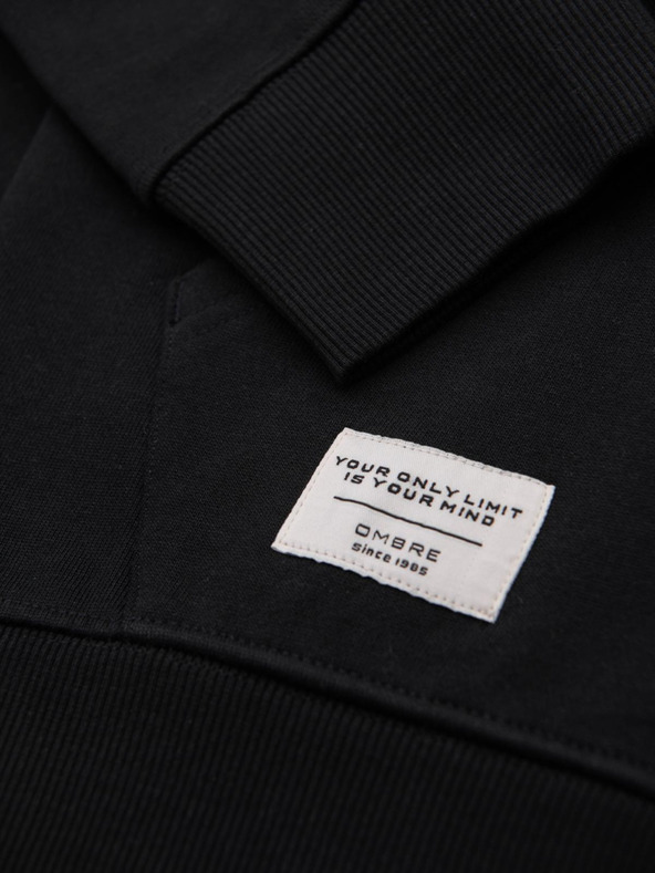 Ombre Clothing Fekete férfi alap cipzáras kapucnis pulóver Ombre Ruházat