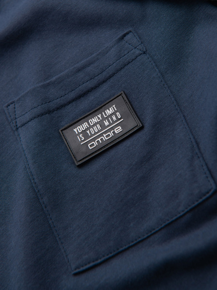 Ombre Clothing Sötétkék férfi póló zsebbel Ombre Ruházat