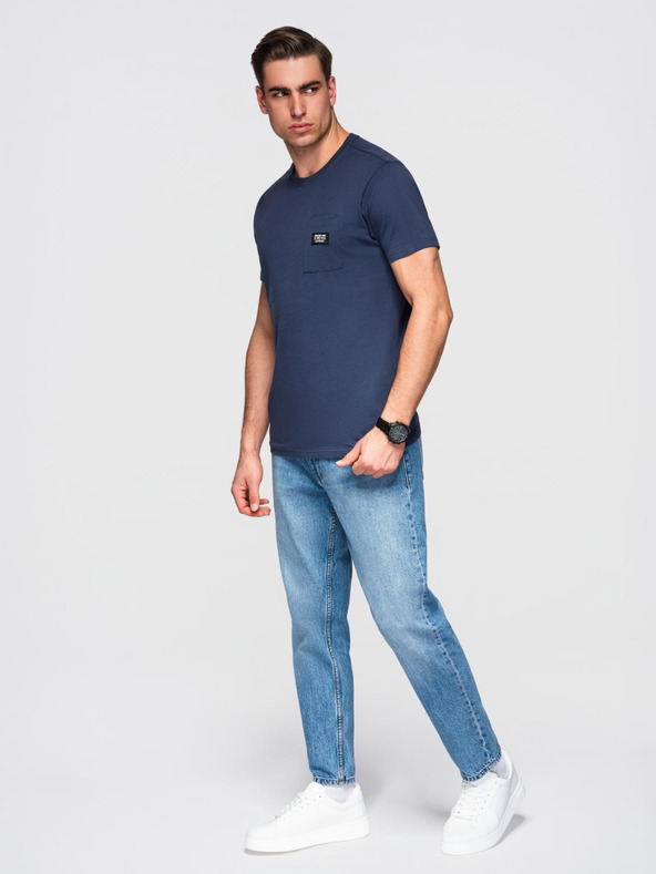 Ombre Clothing Sötétkék férfi póló zsebbel Ombre Ruházat