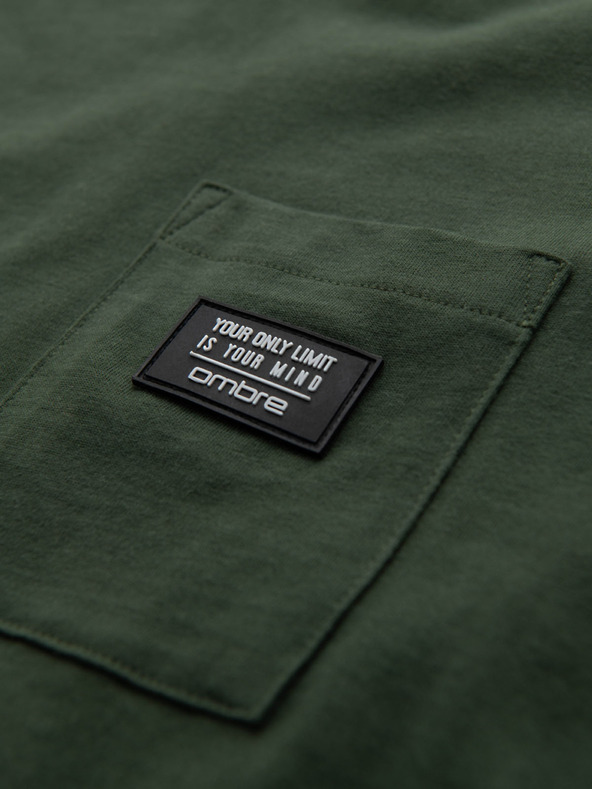 Ombre Clothing Zöld férfi zsebes póló Ombre Ruházat Ombre Ruházat