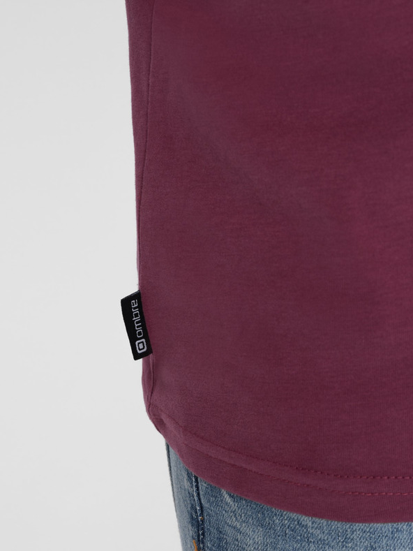 Ombre Clothing Sötét rózsaszín férfi póló zsebbel Ombre ruházat