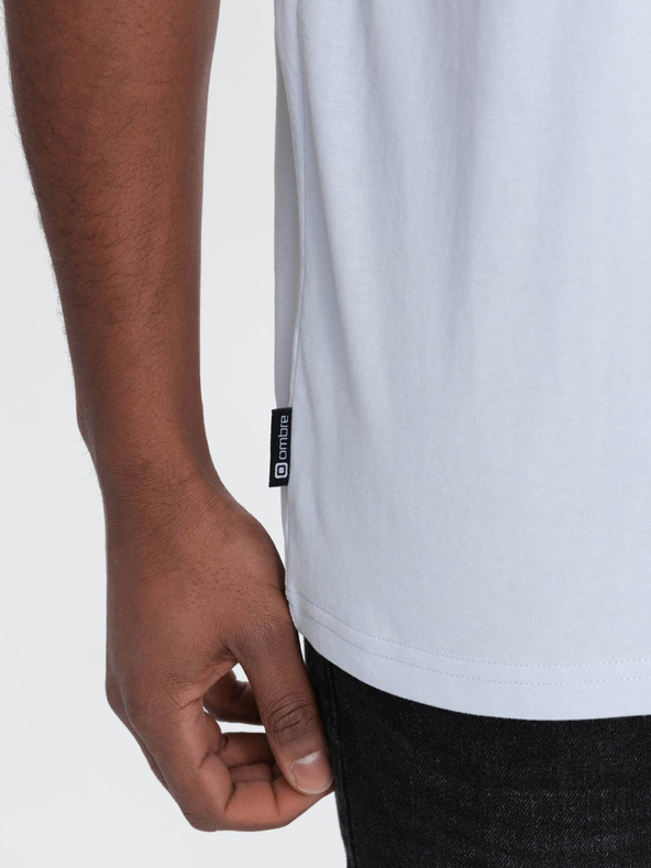 Ombre Clothing Világoskék férfi póló zsebbel Ombre ruházat