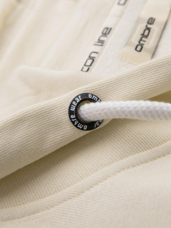 Ombre Clothing Krémszínű férfi alap cipzáras kapucnis pulóver Ombre Ruházat