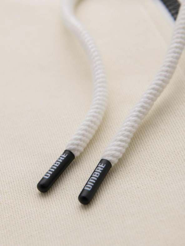 Ombre Clothing Krémszínű férfi alap cipzáras kapucnis pulóver Ombre Ruházat