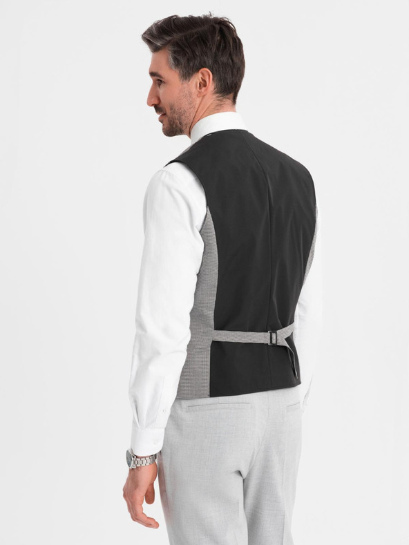 Ombre Clothing Szürke férfi jacquard mellény Ombre Ruházat