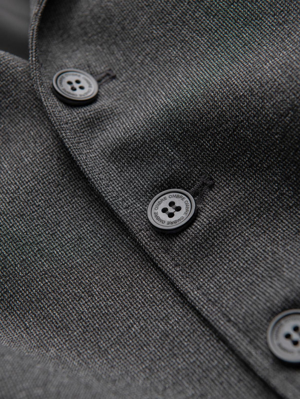 Ombre Clothing Sötétszürke férfi öltöny mellény gallérral Ombre ruházat