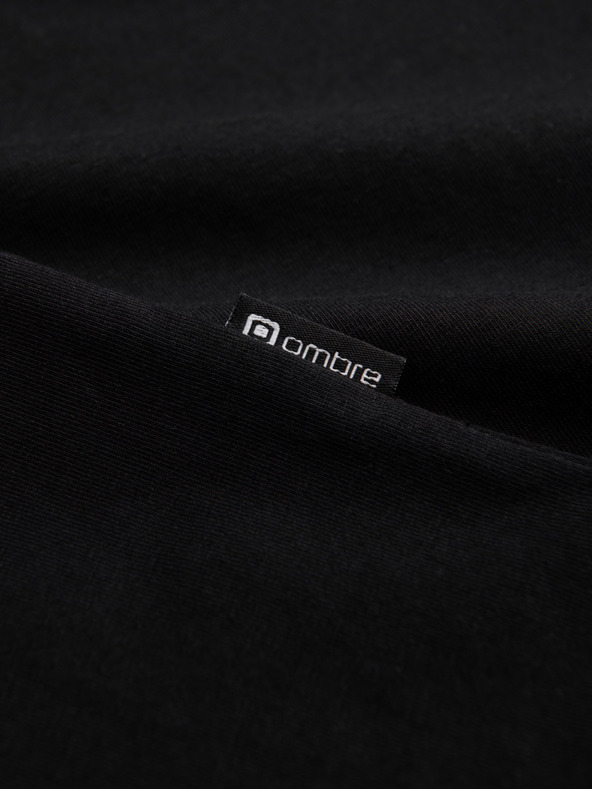 Ombre Clothing Fekete férfi v-nyakú póló Ombre ruházat