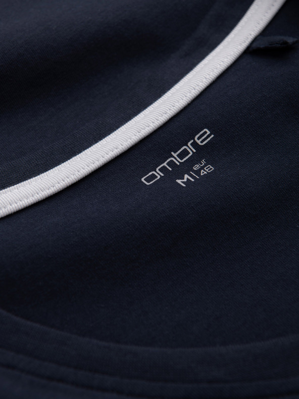 Ombre Clothing Sötétkék férfi v-nyakú póló Ombre Ruházat