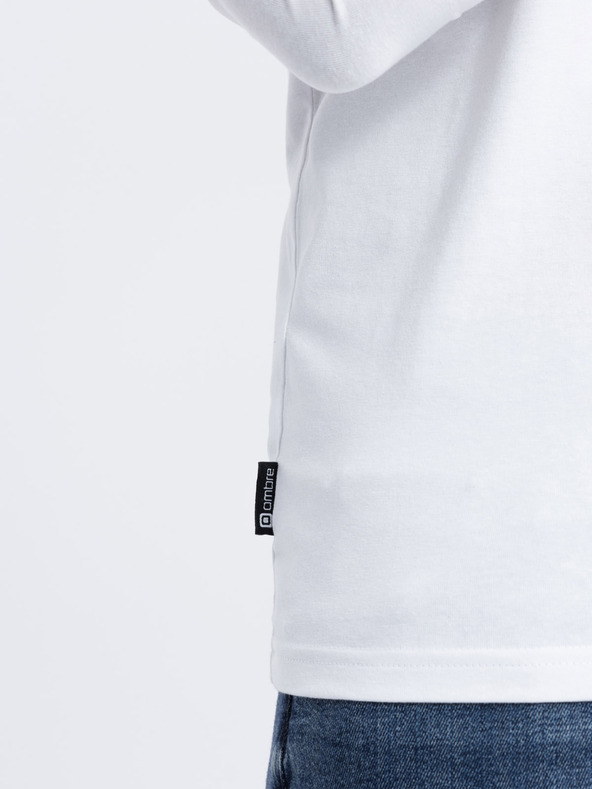 Ombre Clothing Fehér férfi V-nyakú póló Ombre ruházat