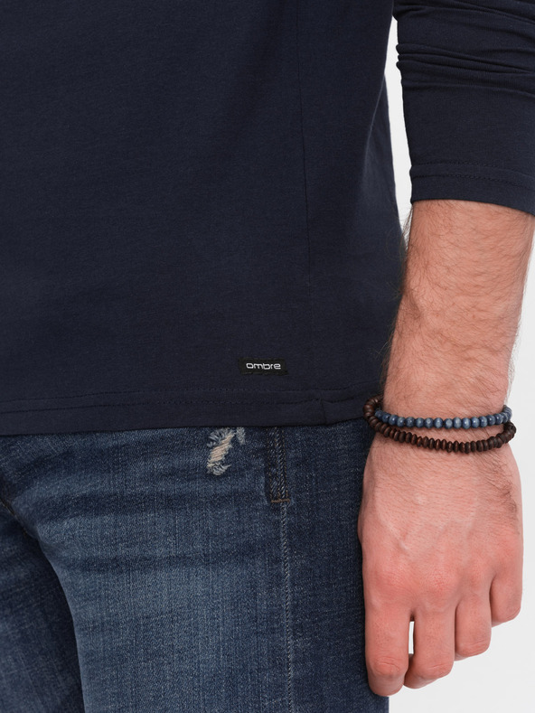 Ombre Clothing Sötétkék férfi gombos póló Ombre Clothing HENLEY