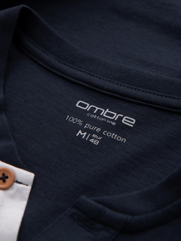 Ombre Clothing Sötétkék férfi gombos póló Ombre Clothing HENLEY