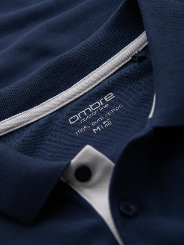 Ombre Clothing Sötétkék férfi póló póló Ombre Clothing