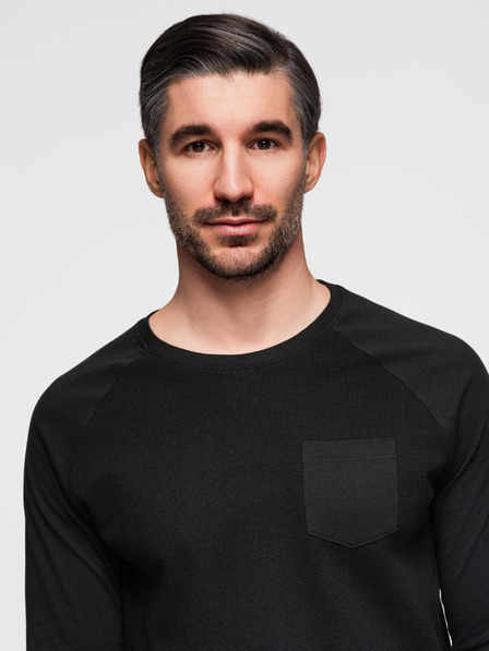 Ombre Clothing Fekete férfi basic ing zsebbel Ombre Clothing Ombre Clothing