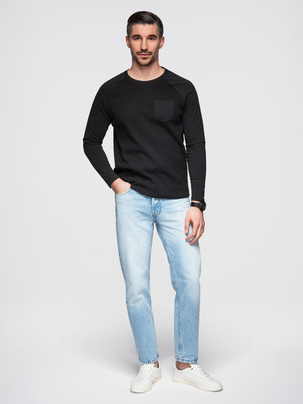 Ombre Clothing Fekete férfi basic ing zsebbel Ombre Clothing Ombre Clothing