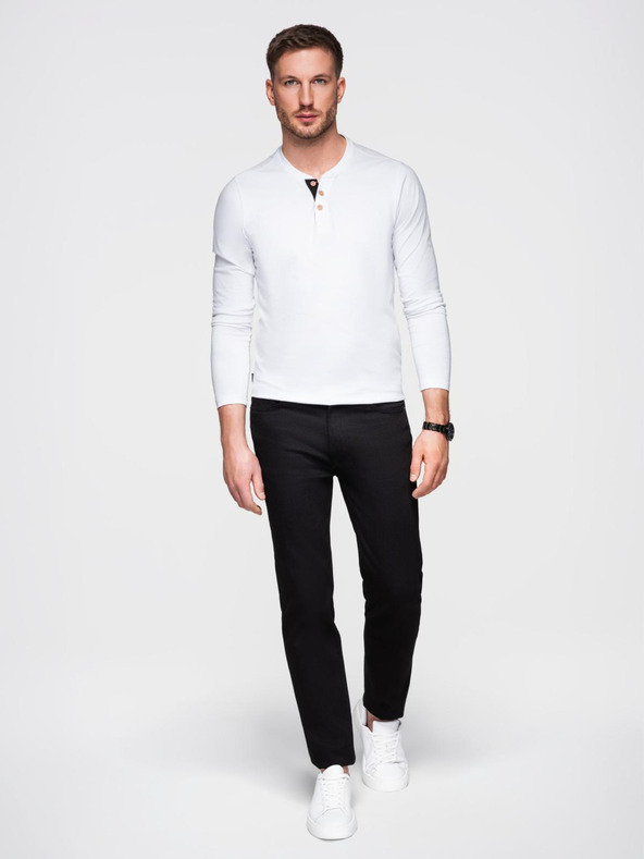 Ombre Clothing Fehér férfi gombos ing Ombre Clothing HENLEY HENLEY