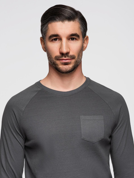 Ombre Clothing Sötétszürke férfi alap ing zsebbel Ombre Ruházat