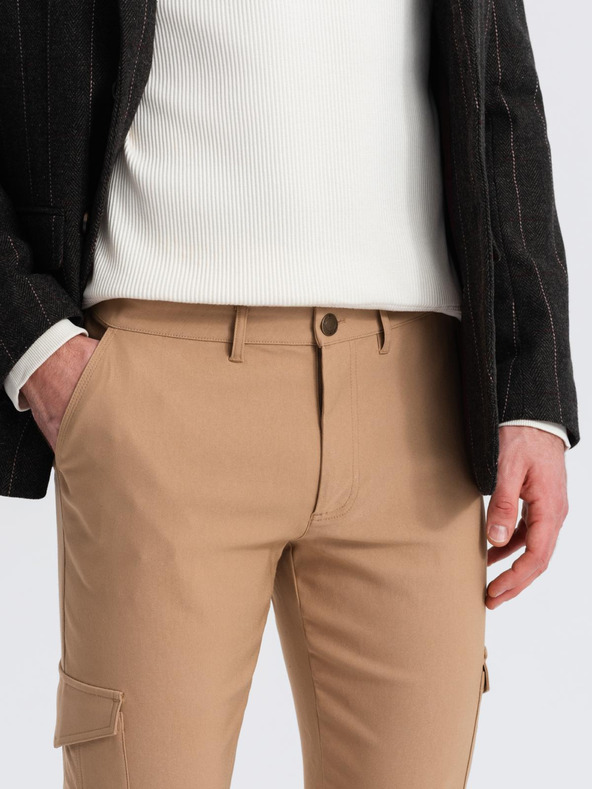 Ombre Clothing Világosbarna férfi cargo nadrág Ombre ruházat