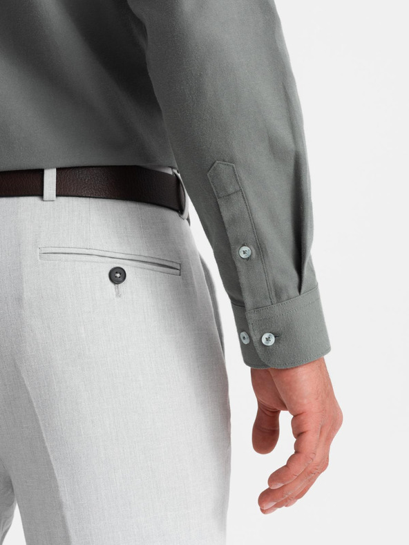 Ombre Clothing Khaki színű férfi ing Ombre Clothing