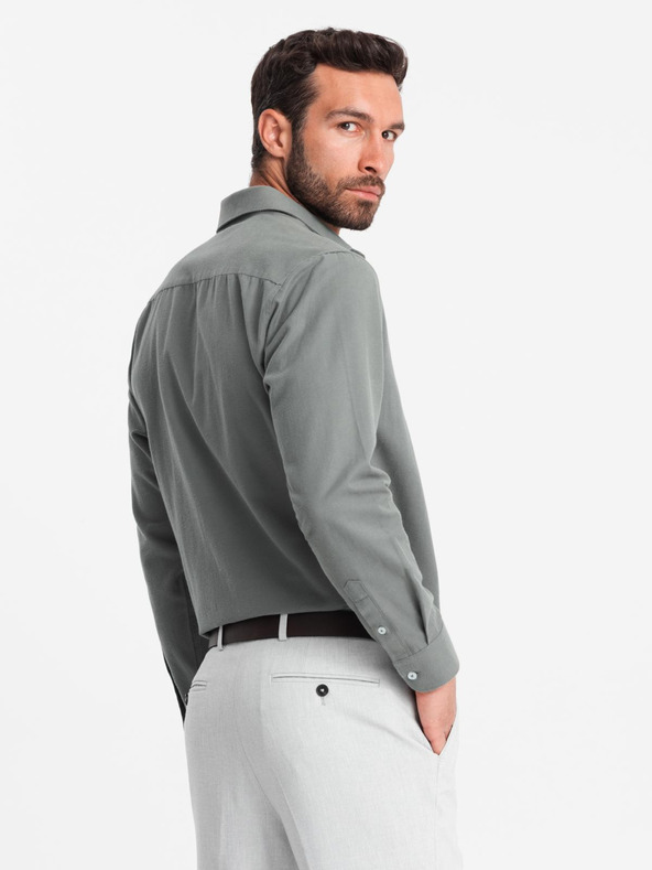 Ombre Clothing Khaki színű férfi ing Ombre Clothing