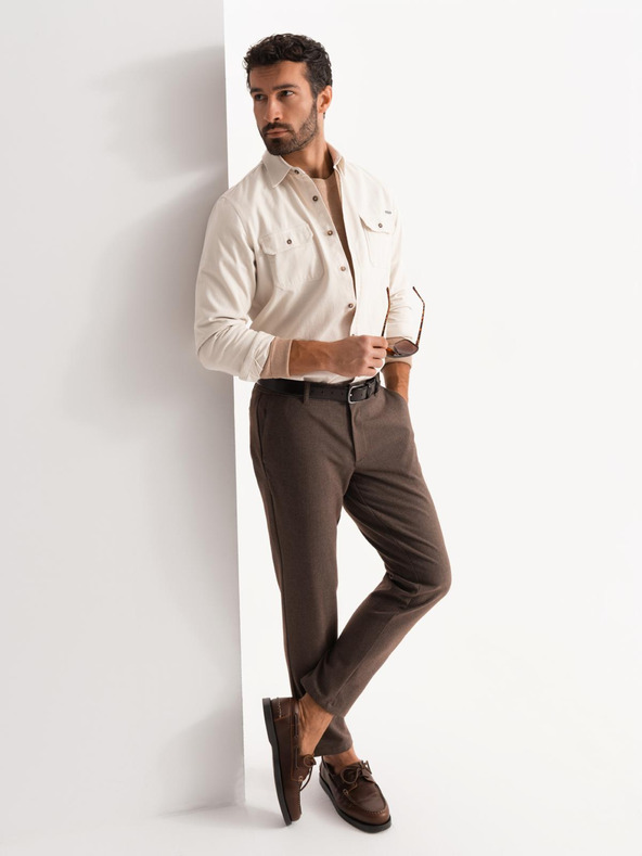 Ombre Clothing Krémszínű férfi Ombre ruházat felsőing