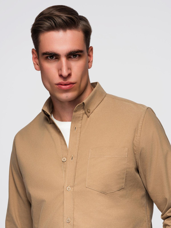 Ombre Clothing Világosbarna férfi ombre ruházat ing