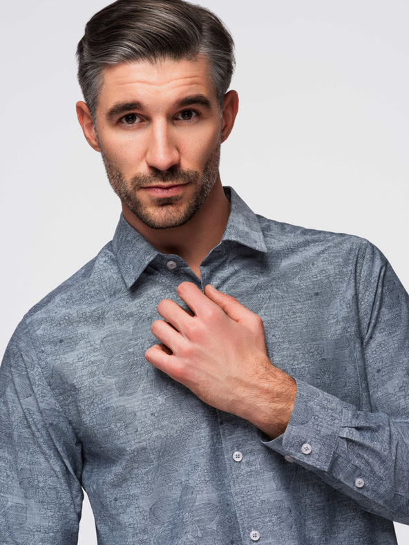 Ombre Clothing Szürke férfi mintás ing Ombre Clothing