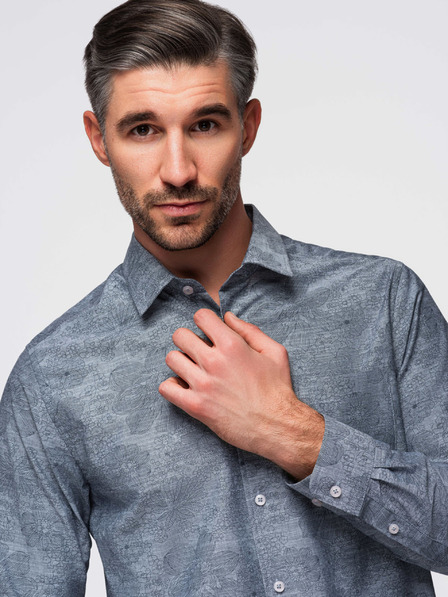 Ombre Clothing Szürke férfi mintás ing Ombre Clothing