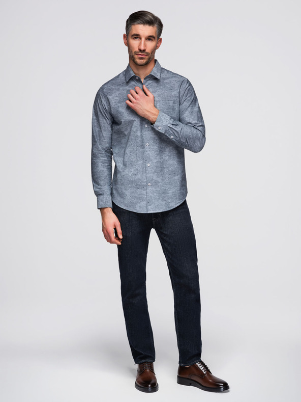 Ombre Clothing Szürke férfi mintás ing Ombre Clothing