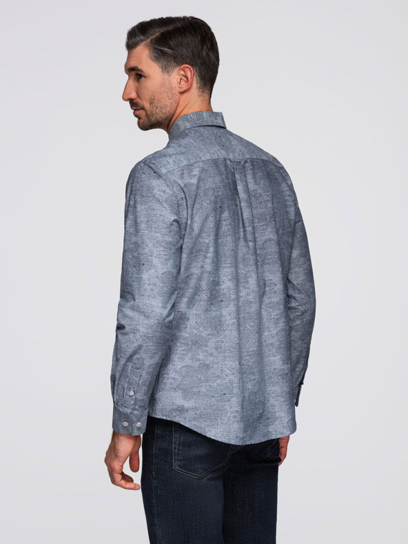 Ombre Clothing Szürke férfi mintás ing Ombre Clothing