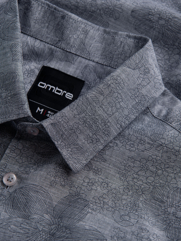 Ombre Clothing Szürke férfi mintás ing Ombre Clothing