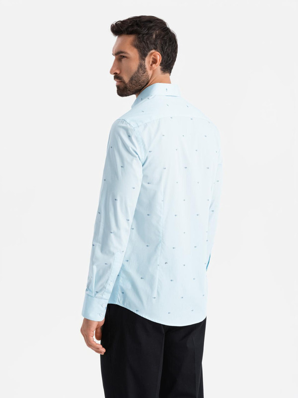 Ombre Clothing Világoskék férfi mintás póló Ombre ruházat